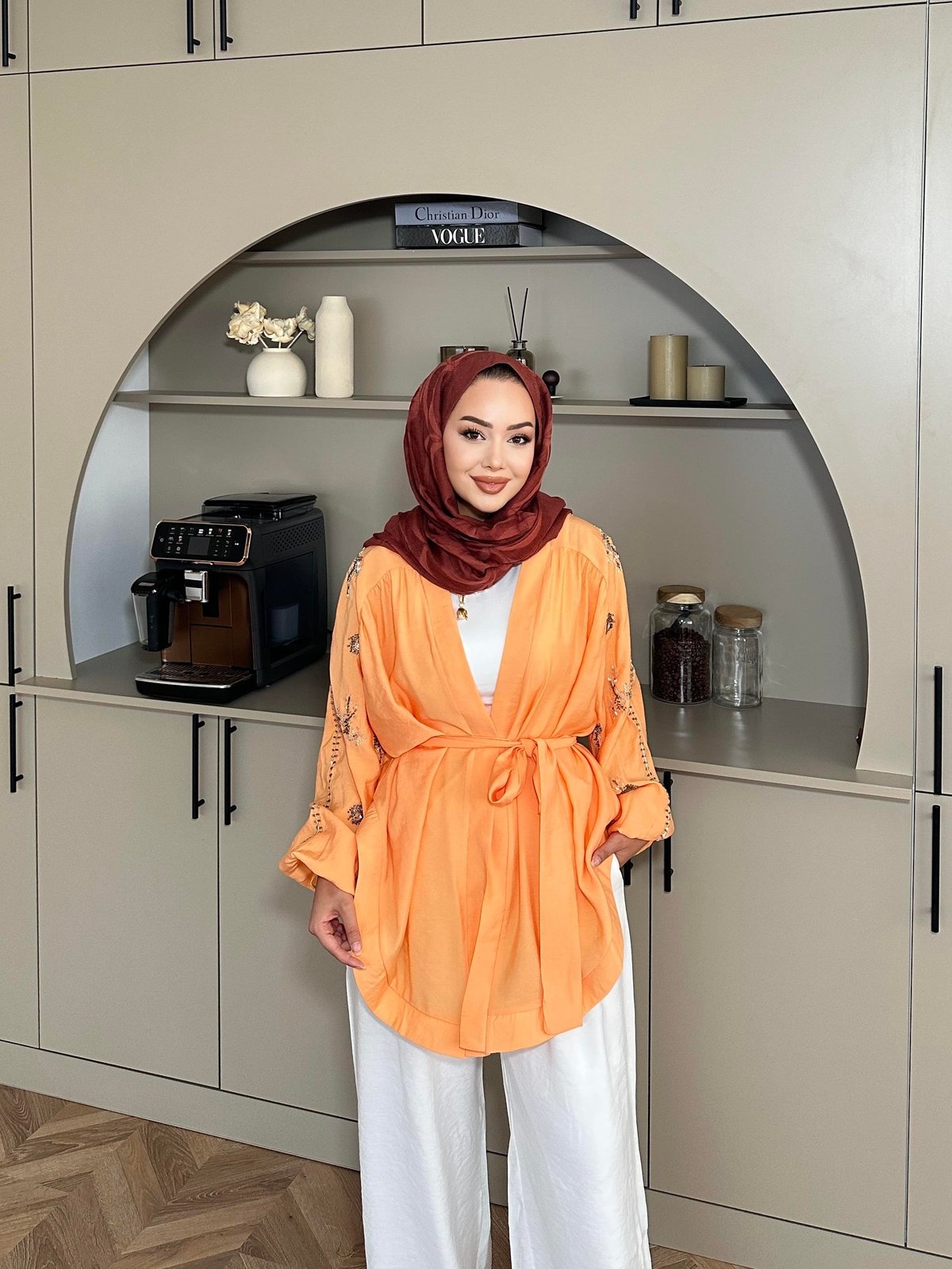 Embroidered Kimono Orange