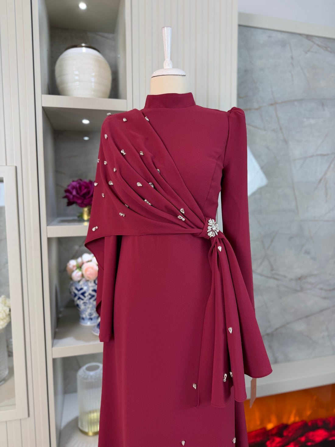 Noor Evening Dress - Burgundy - view 2