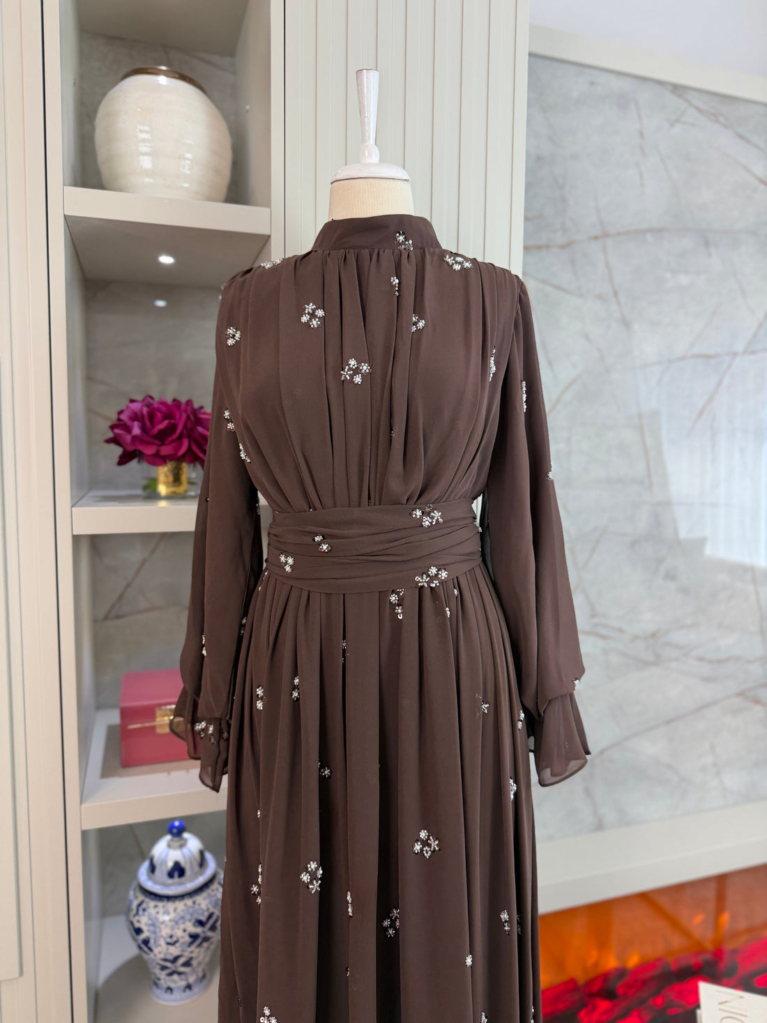 Nadia Evening Dress - Mocha
