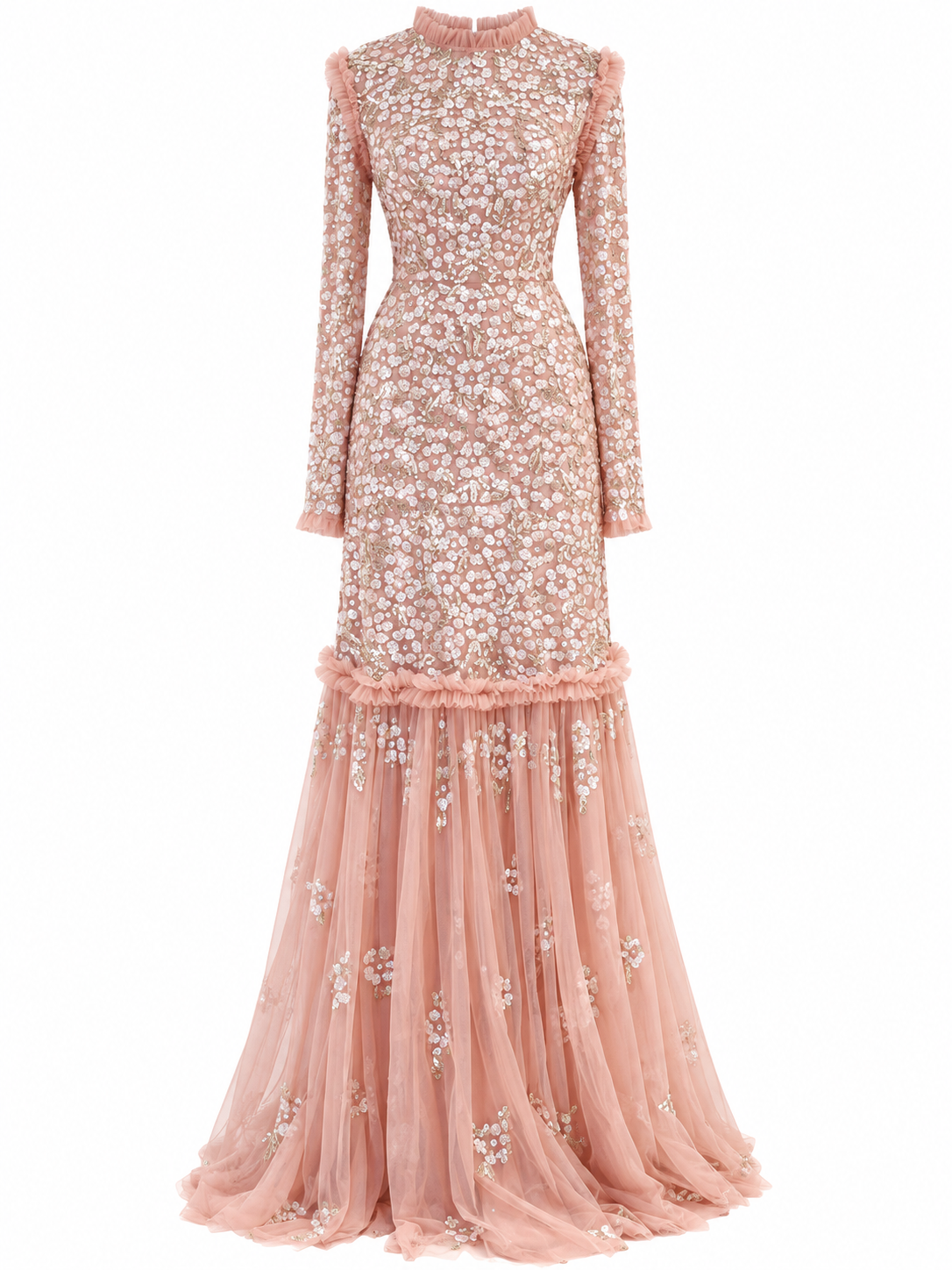 Couture Valentina Modest Evening Dress - Orange