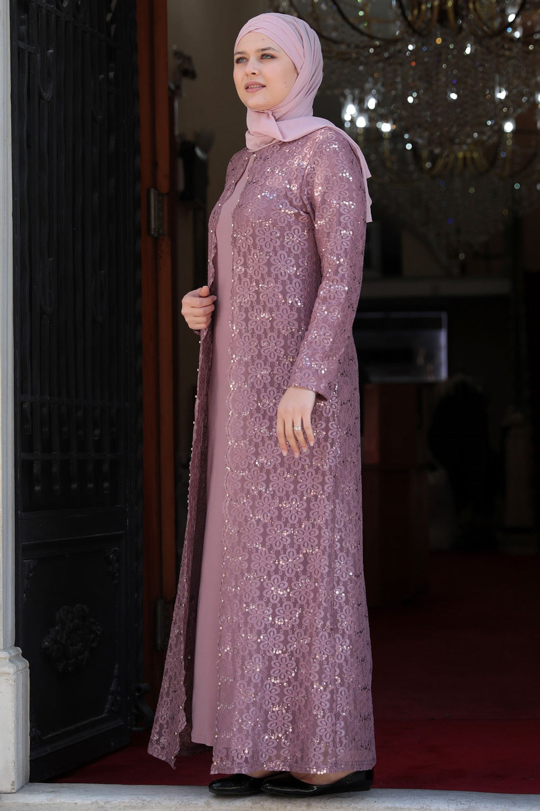 Papatya Modest Evening Dress - Blush Pink