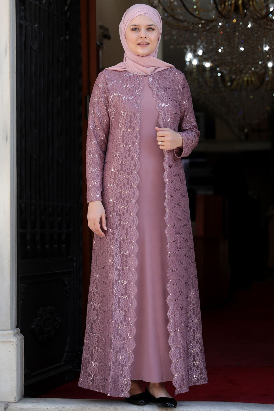 Papatya Modest Evening Dress - Blush Pink