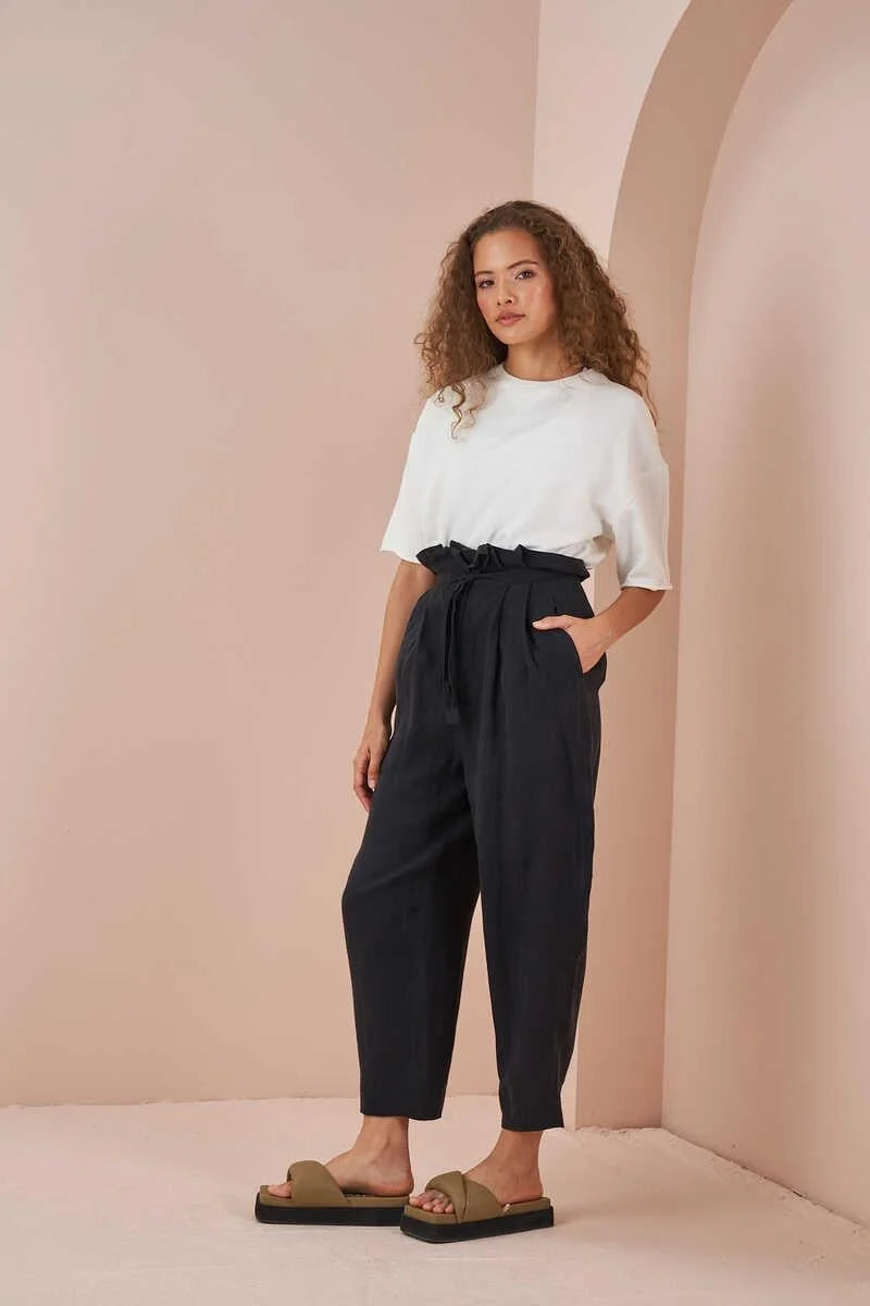 %100 Linen Paperbag Pants