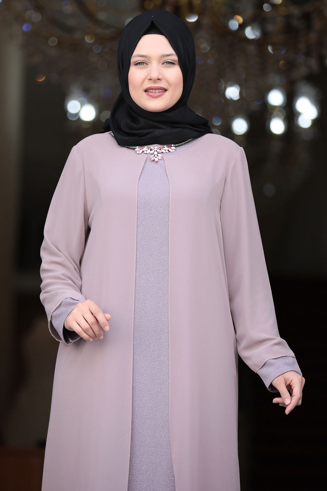 Parıltı Modest Evening Dress - Blush Pink