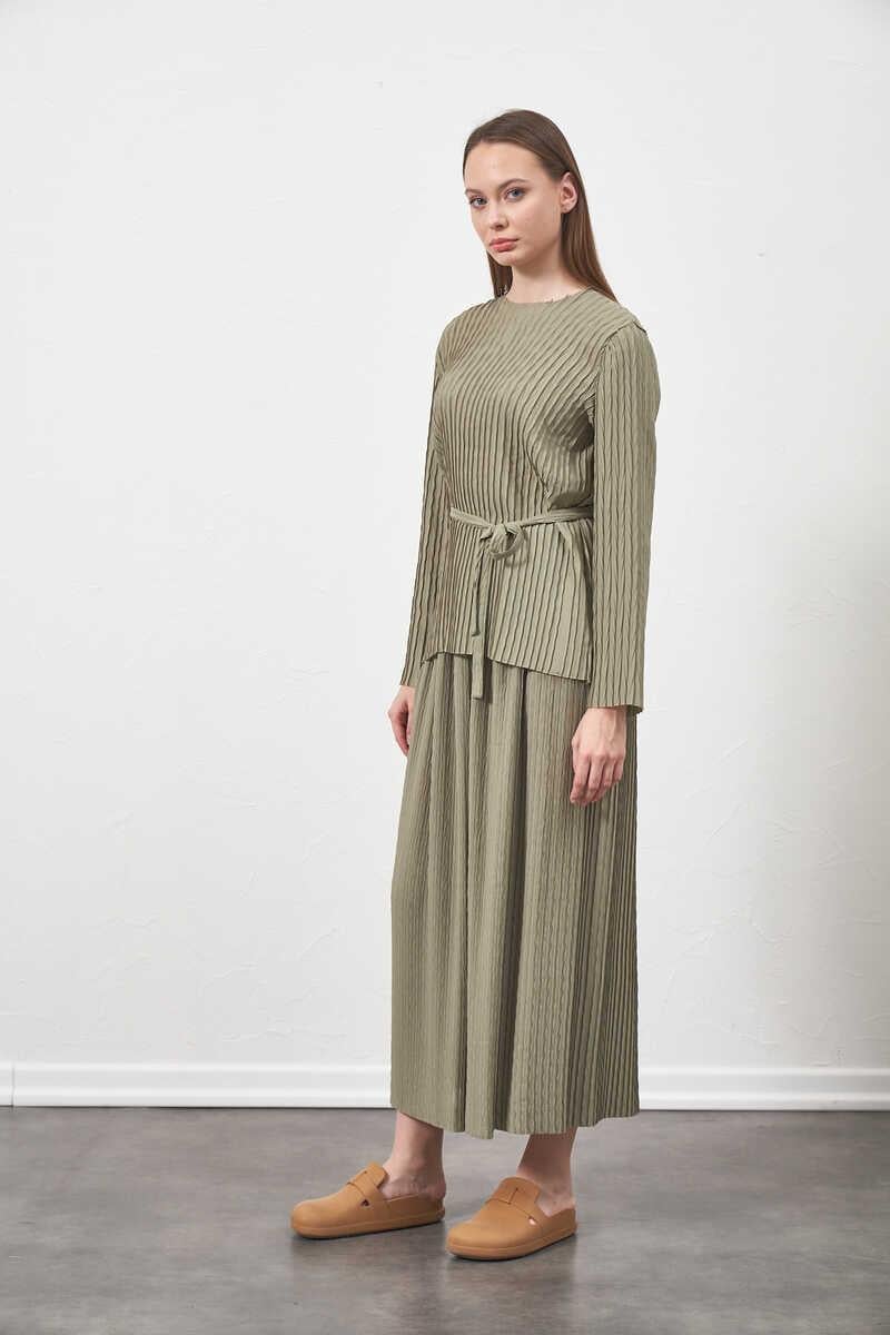 Pleated Blouse Sage with Belt