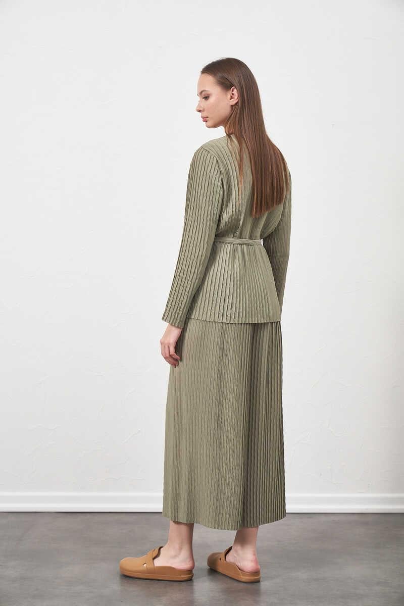 Loose Fit Pleated Sage Trousers