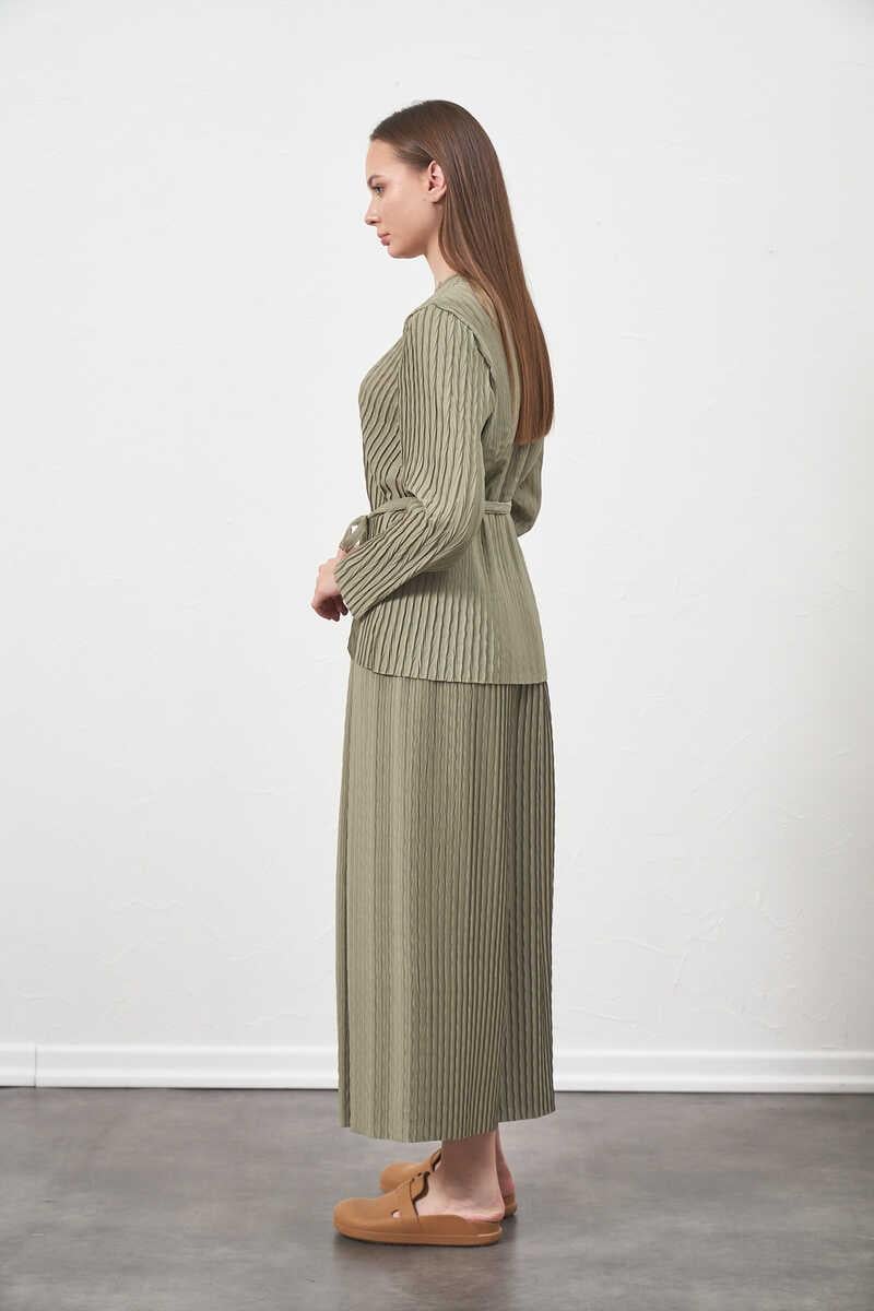 Loose Fit Pleated Sage Trousers