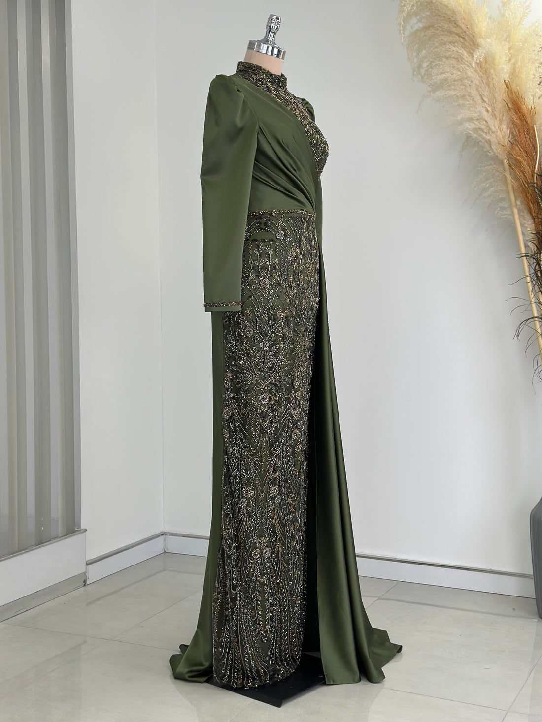 Regina Evening Gown - Khaki - view 3
