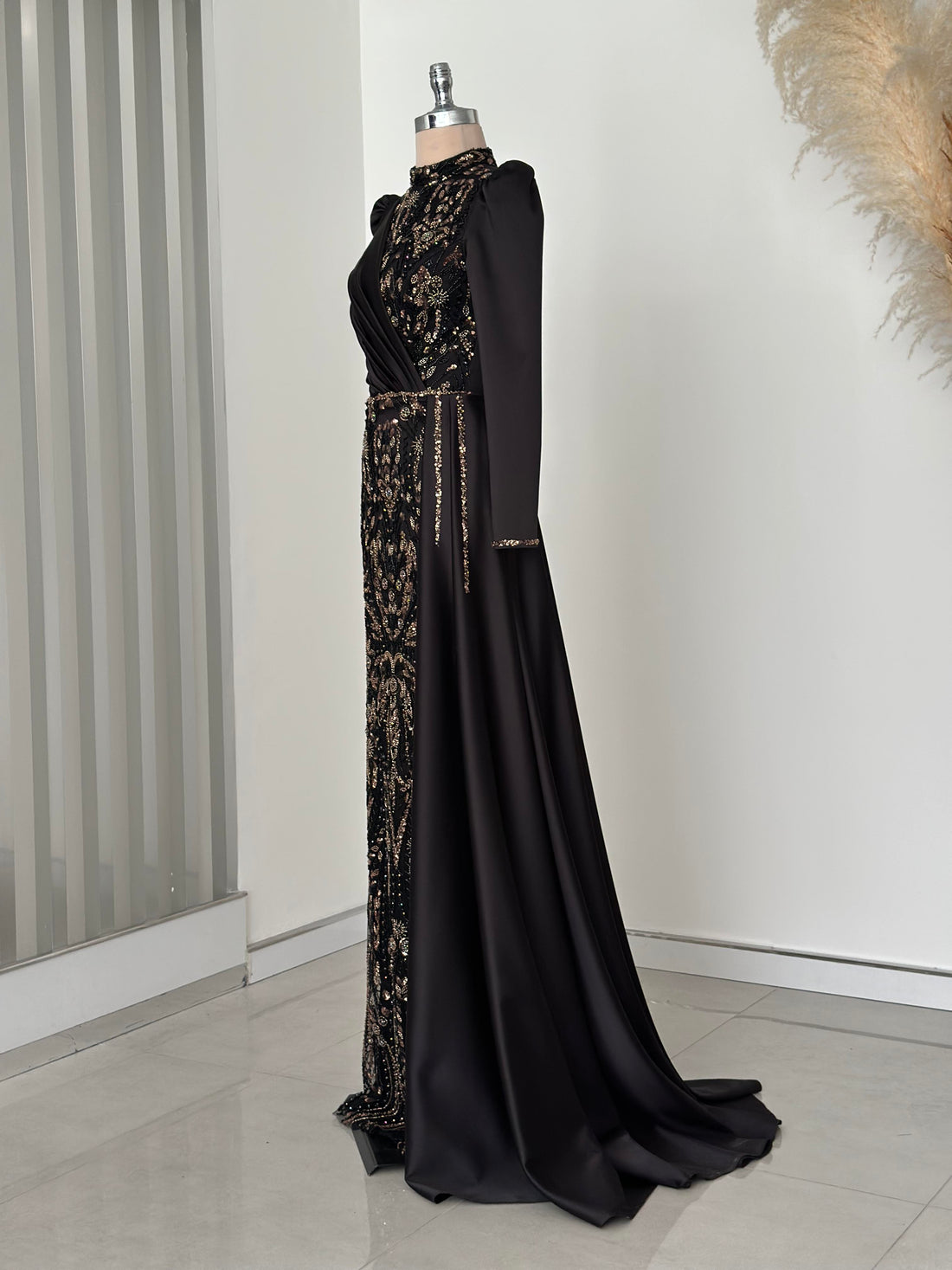Regina Evening Gown - Black-Gold - view 2