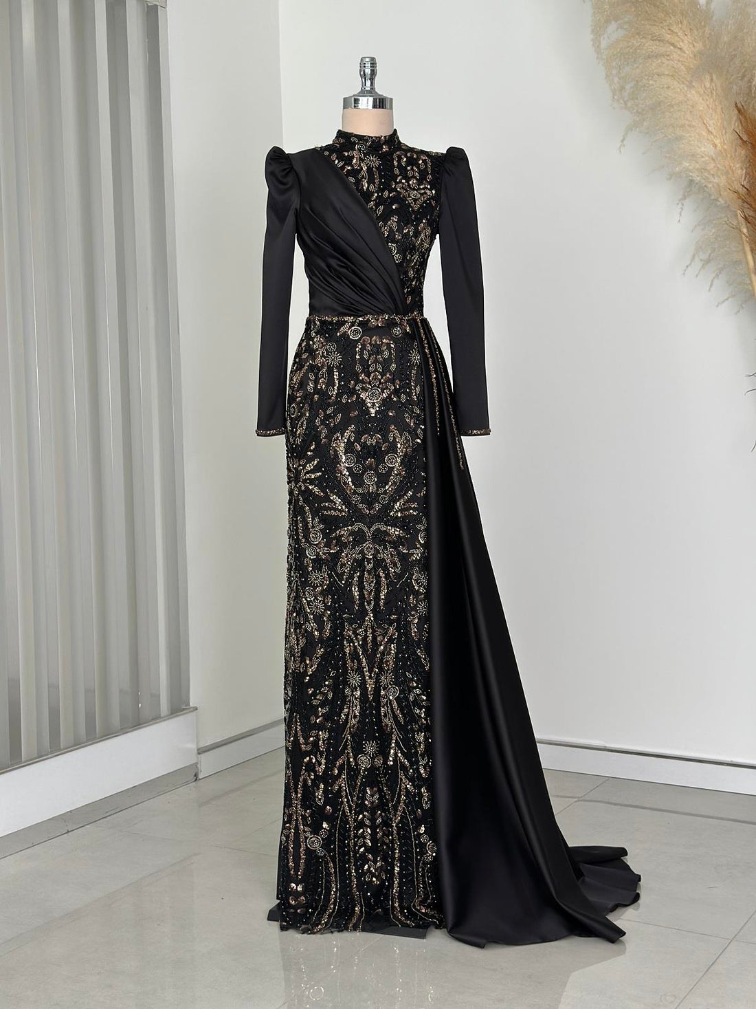 Regina Evening Gown - Black-Gold