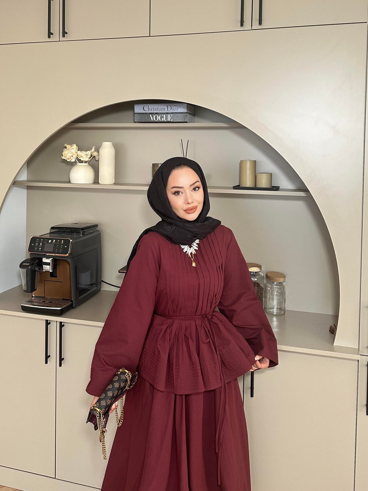 Rita Burgundy Skirt Set