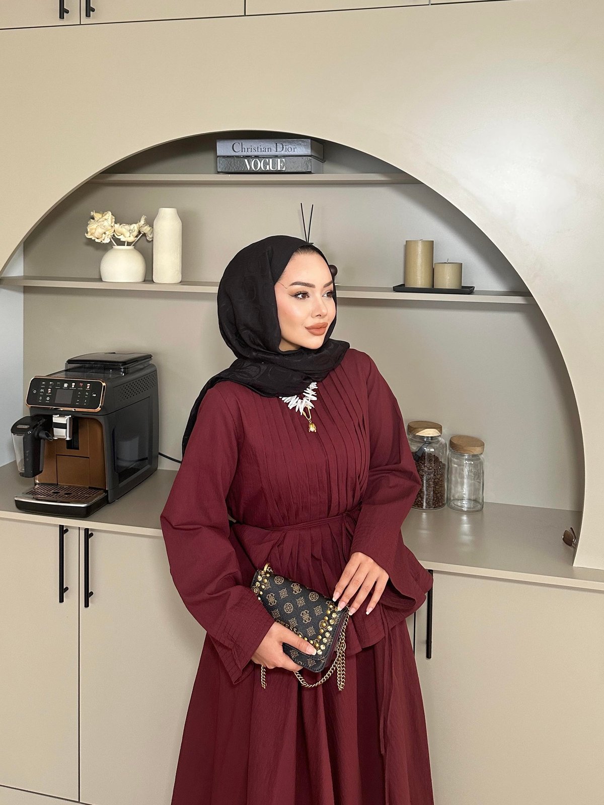 Rita Burgundy Skirt Set