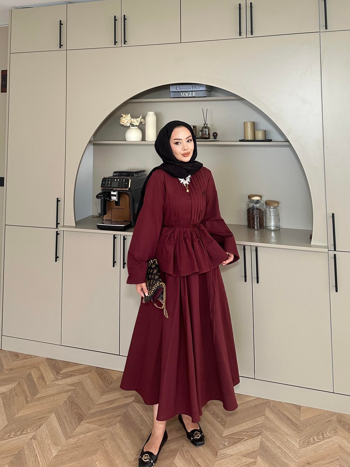 Rita Burgundy Skirt Set