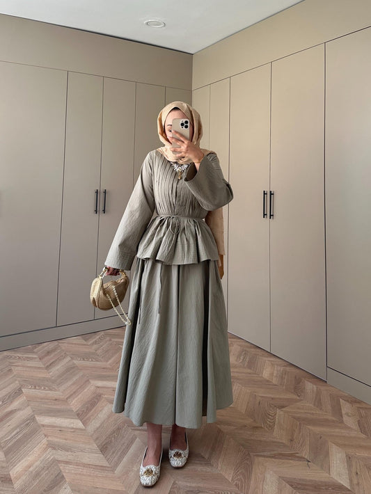 Rita Khaki Skirt Set