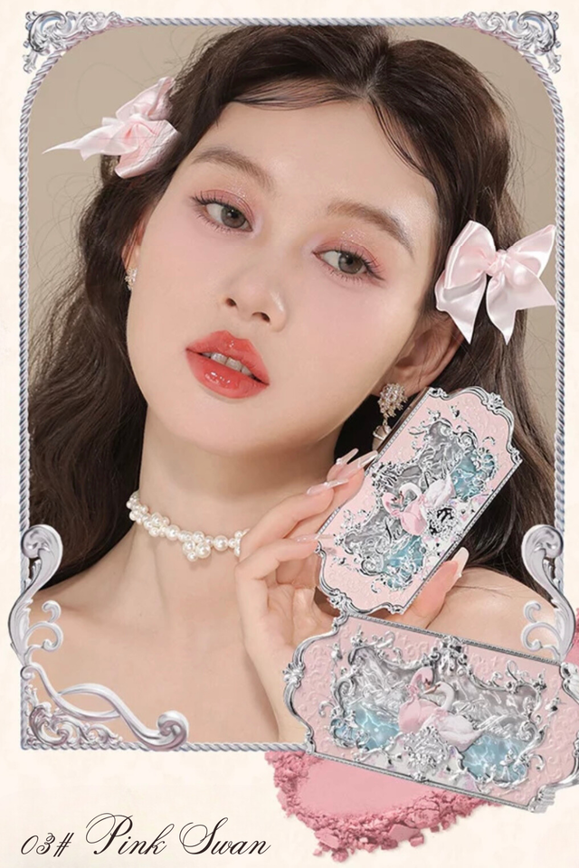 Turkiye Flower Knows Swan Ballet Eyeshadow Palette Matte Fine Shimmer Pearl Face Palette 6 Colour Glitter Eye Shadow