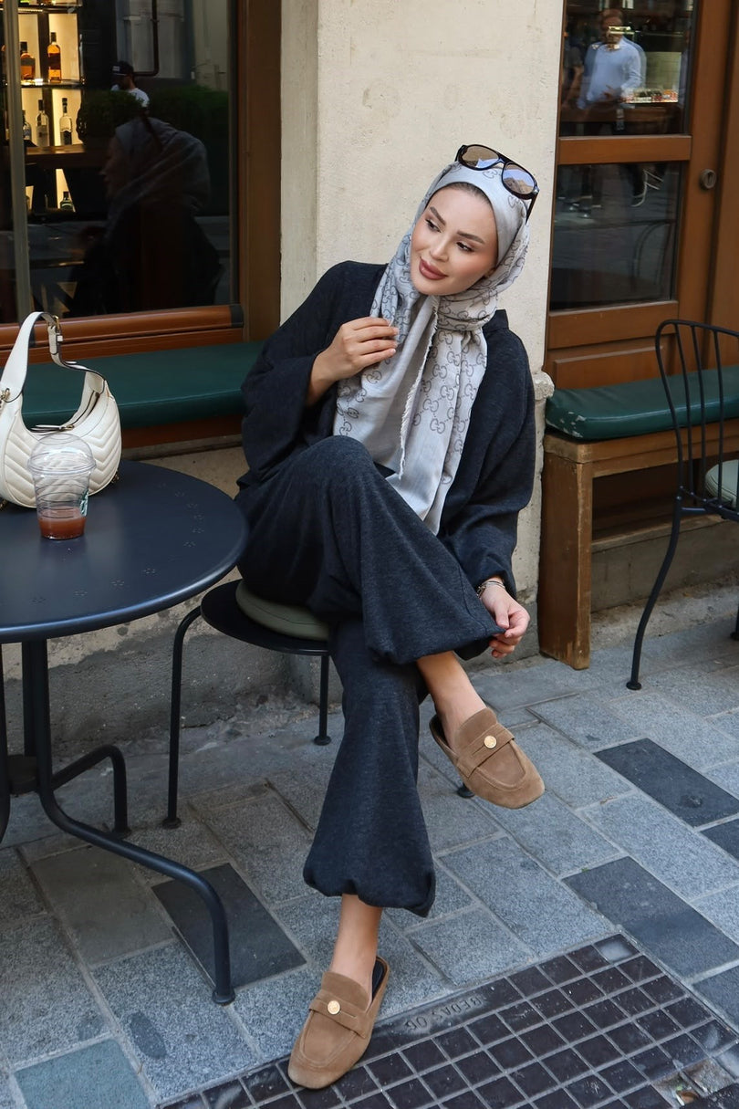 Charcoal relaxed harem pants and long sleeve co ord set relaxed