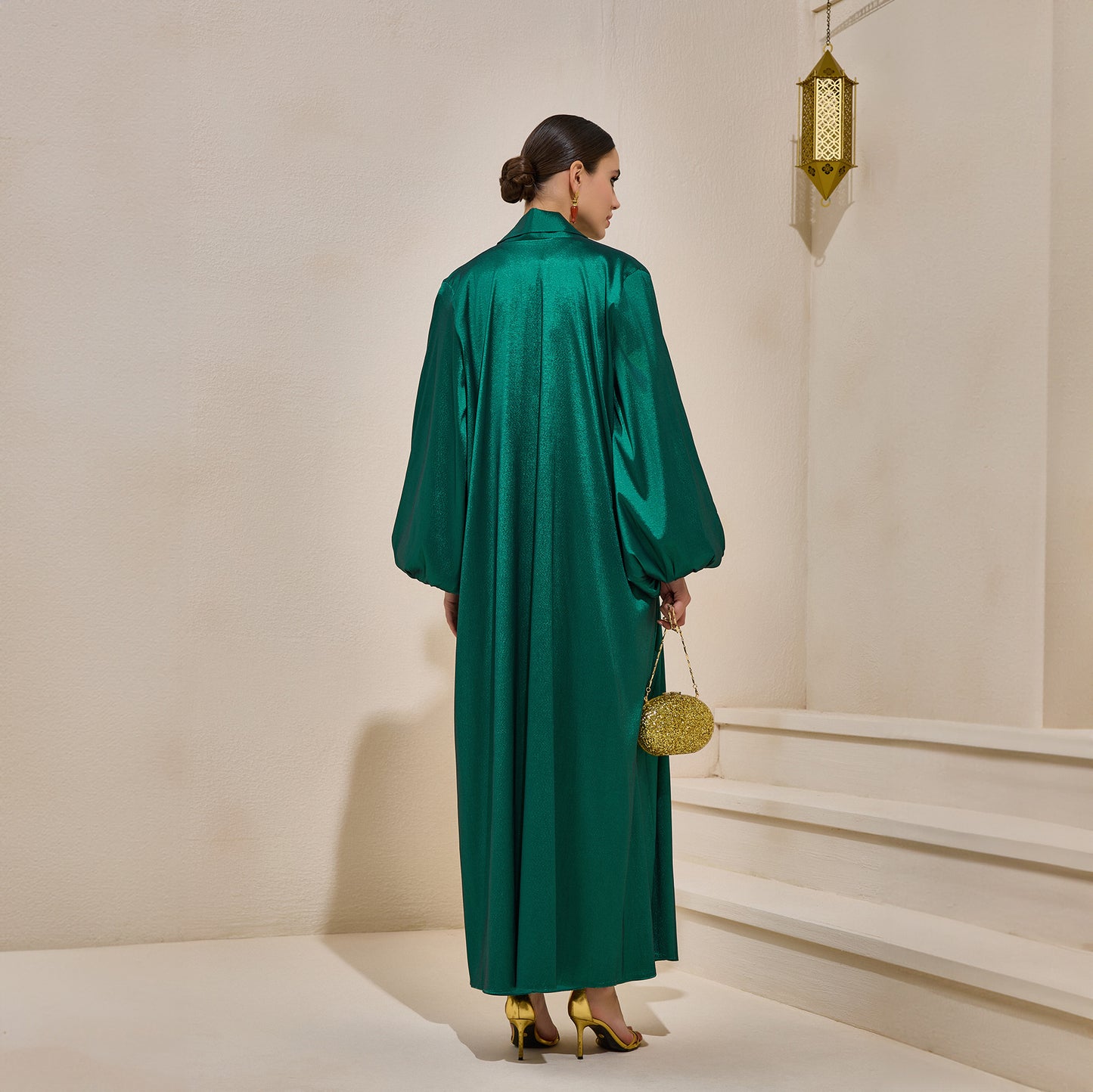 Premium Hand Embellished Taffeta Emerald Abaya