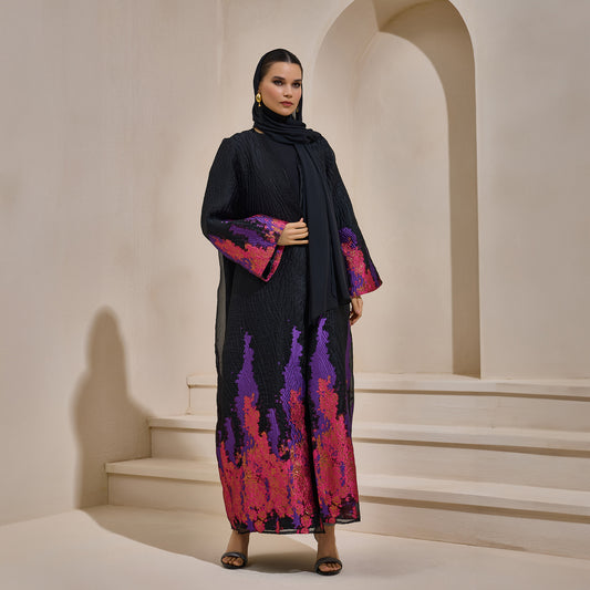 Limited Edition Purple Jacquard Abaya