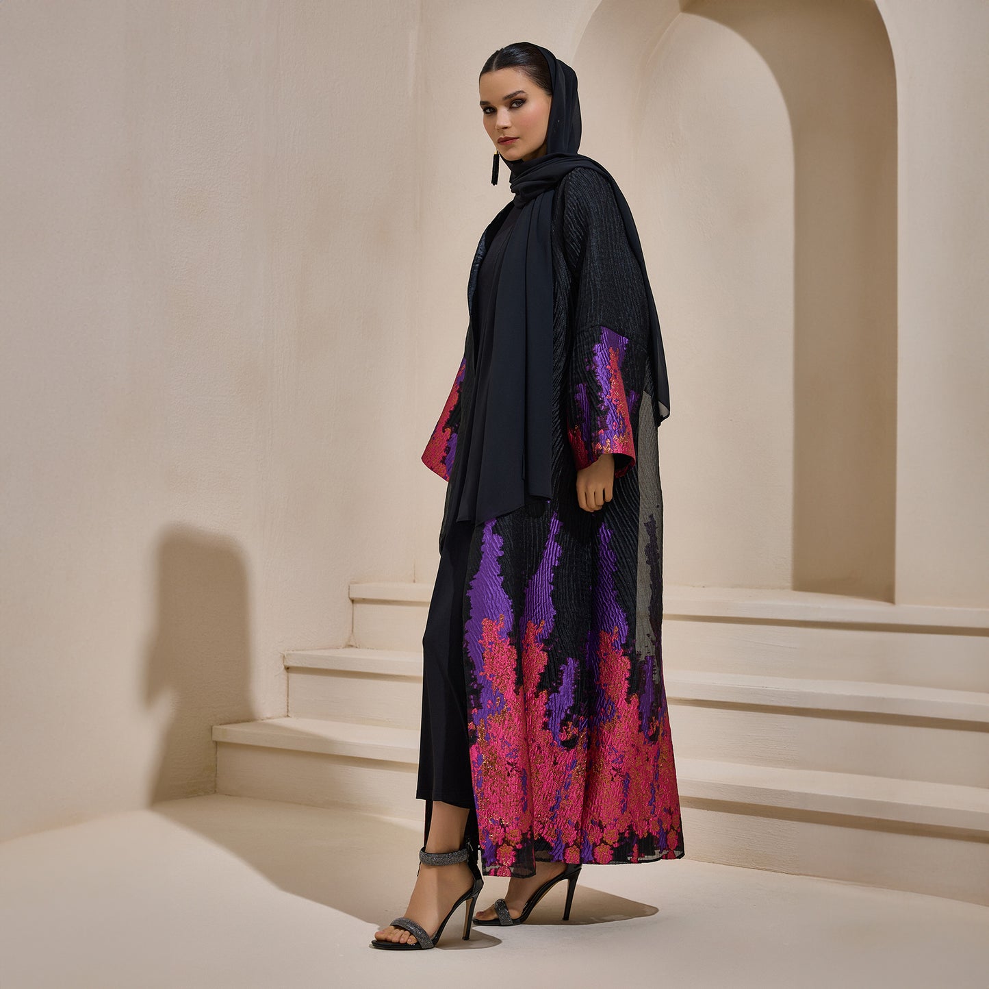 Limited Edition Purple Jacquard Abaya