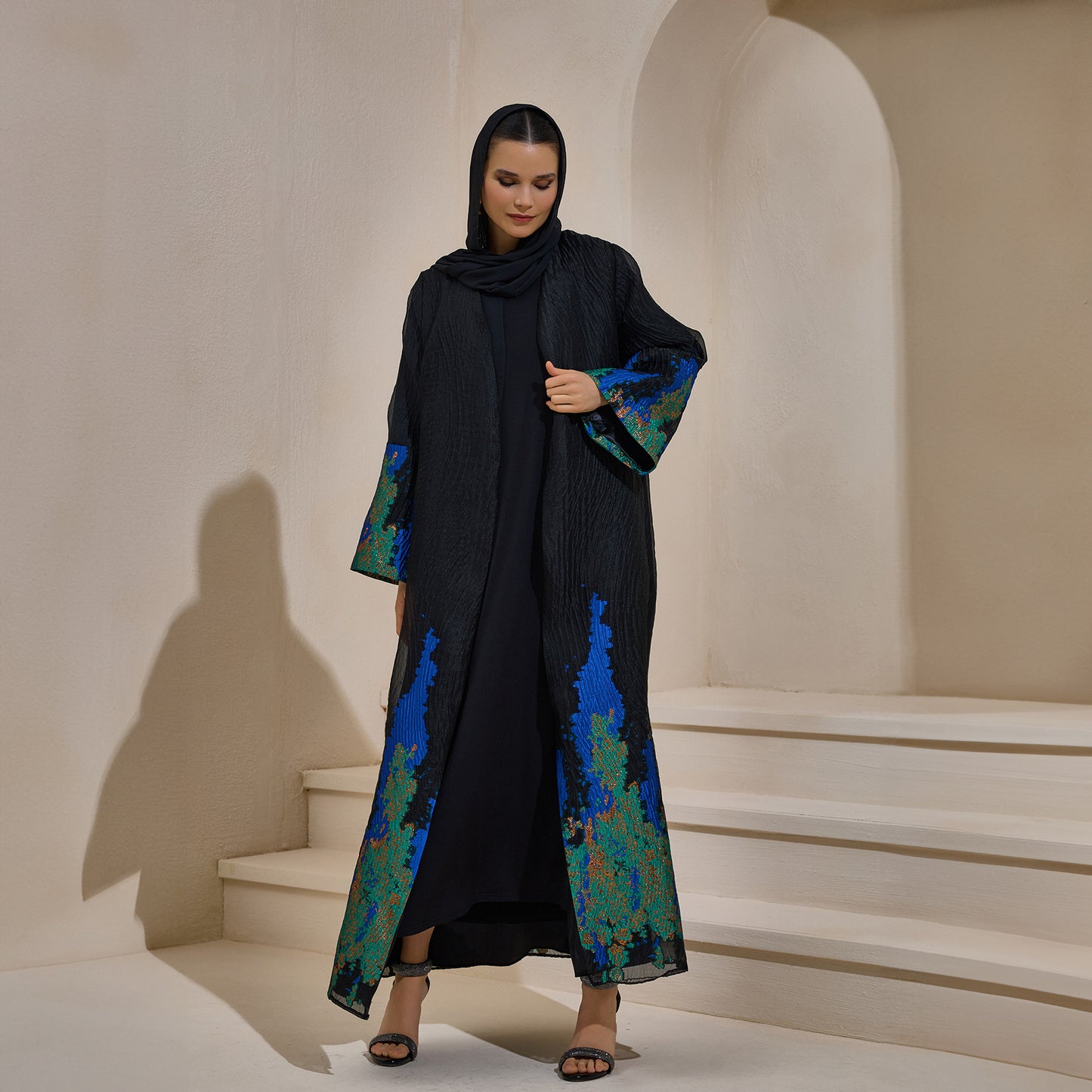 Limited Edition Blue Jacquard Abaya