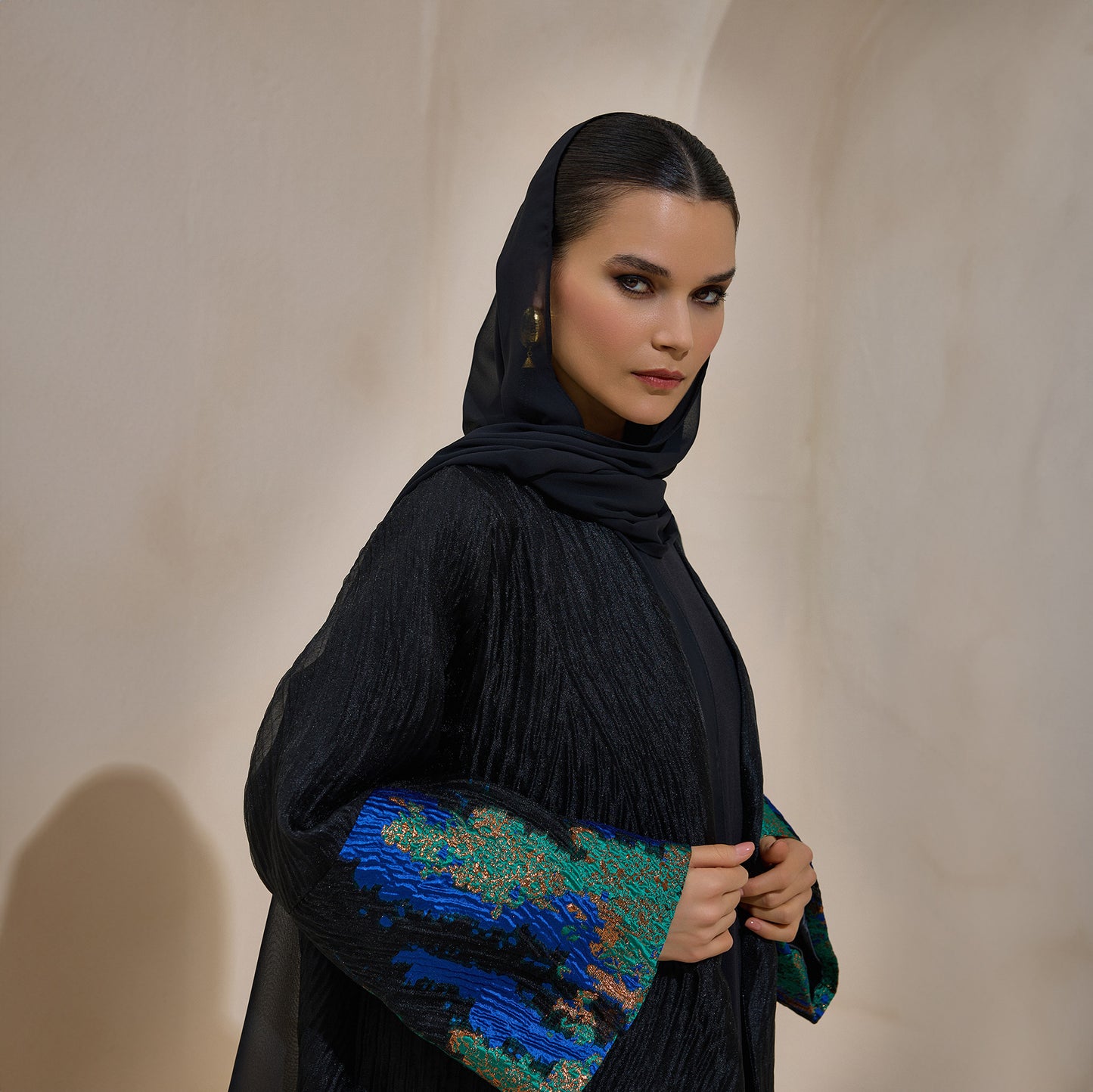 Limited Edition Blue Jacquard Abaya