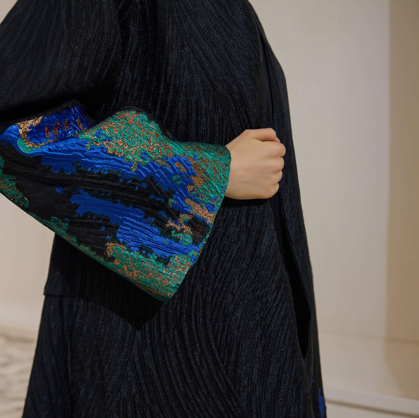 Limited Edition Blue Jacquard Abaya