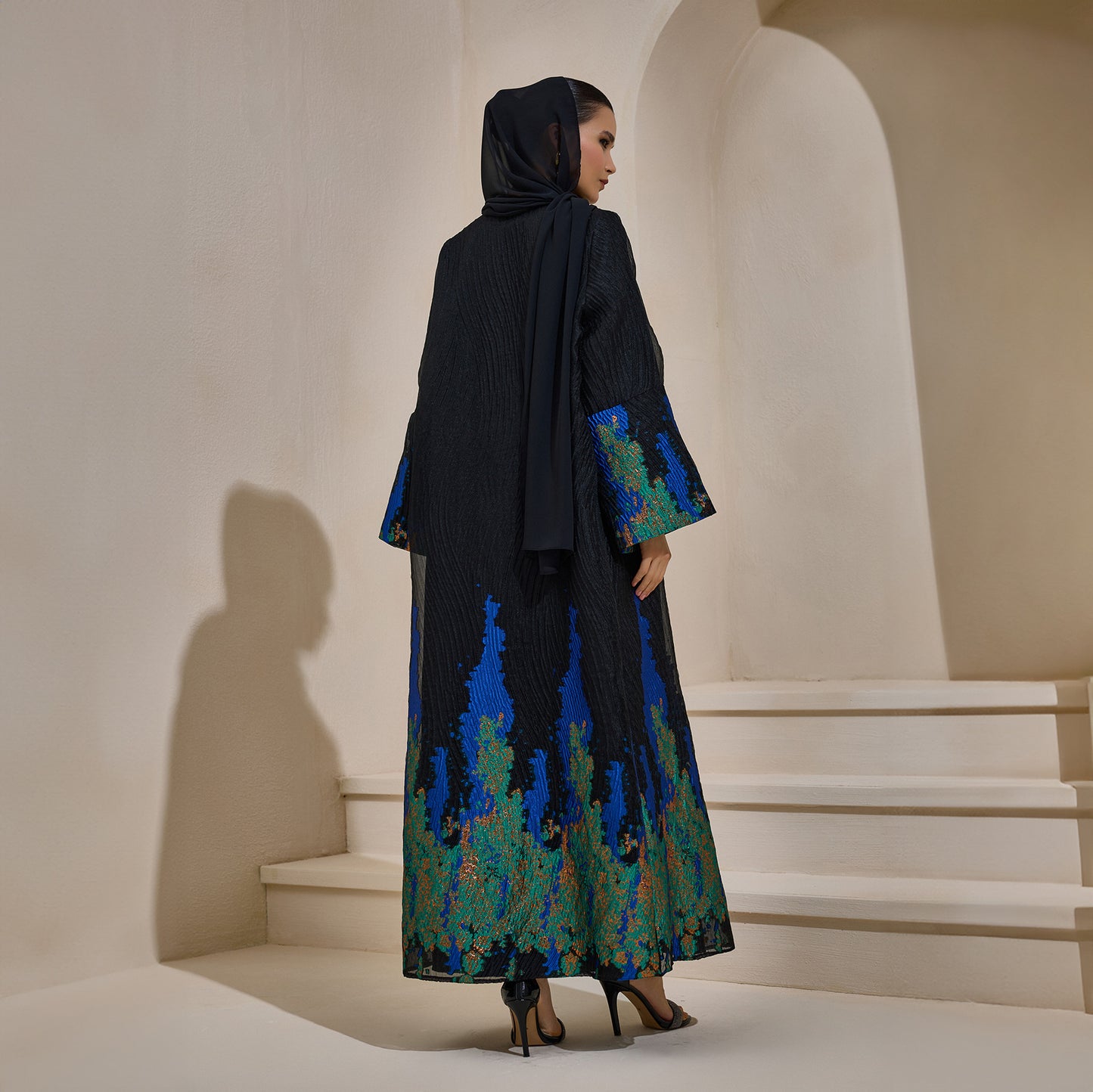 Limited Edition Blue Jacquard Abaya