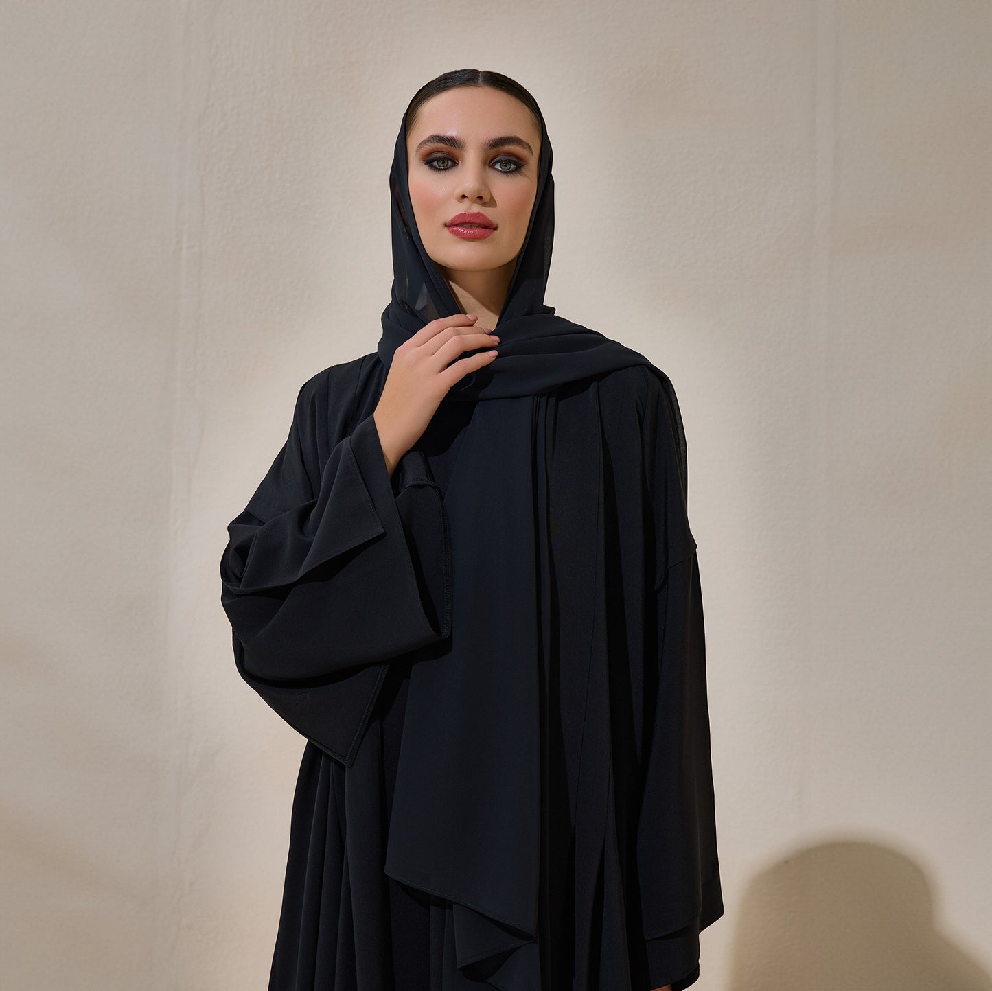 Crepe Abaya Black Set With Inner Dress