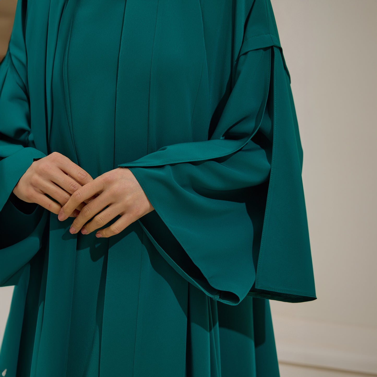 Crepe Abaya Emerald Set With Inner Dress