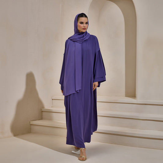 Crepe Abaya Lilac Set With Inner Dress