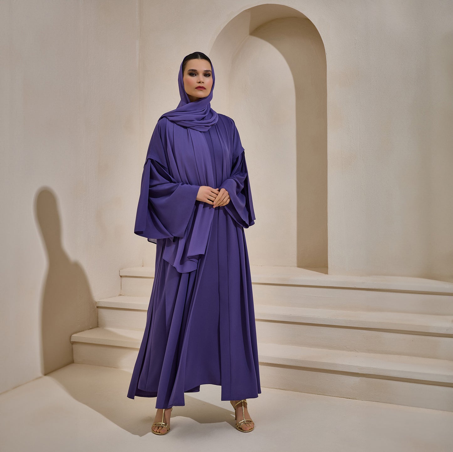 Crepe Abaya Lilac Set With Inner Dress