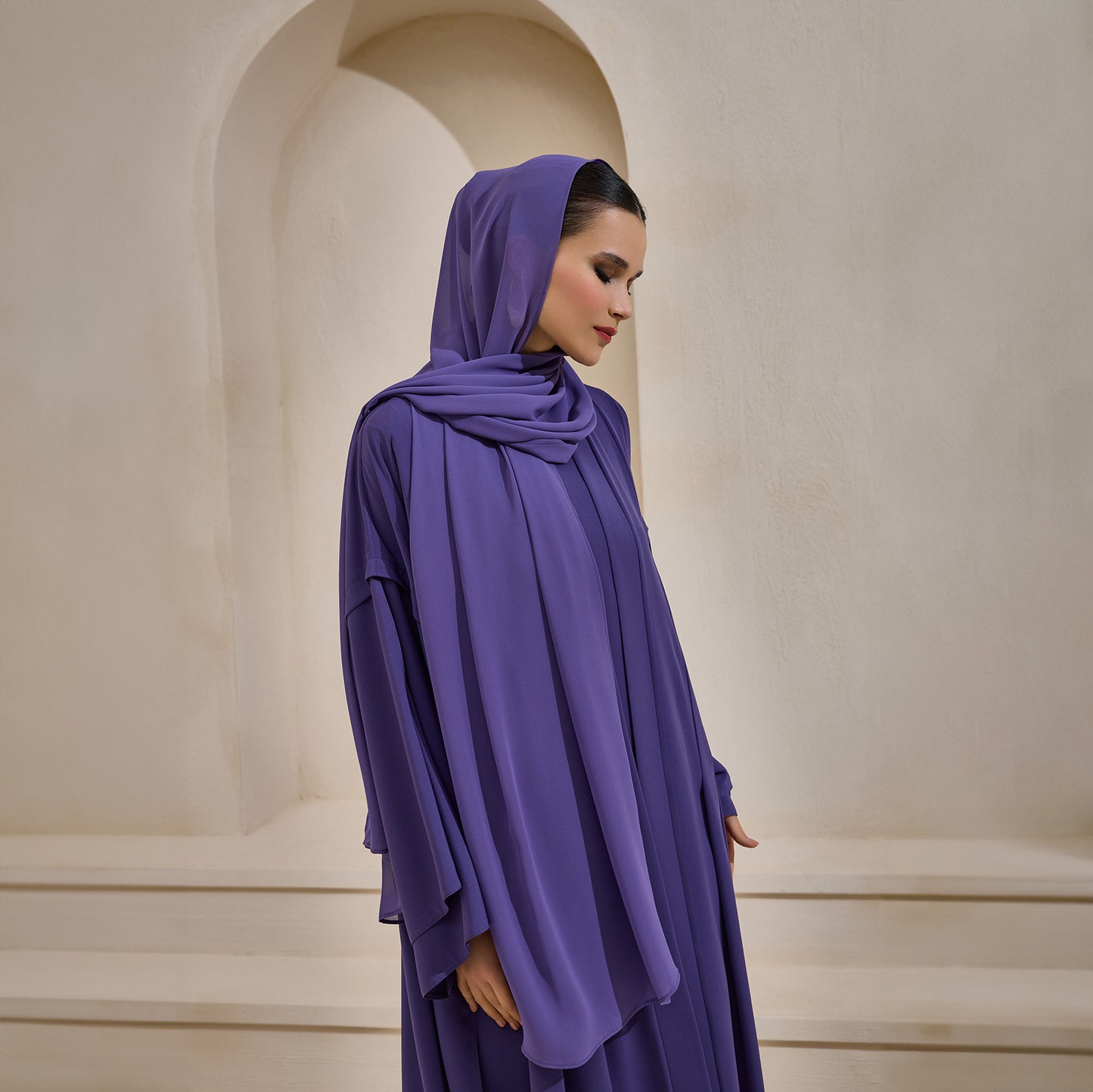 Crepe Abaya Lilac Set With Inner Dress