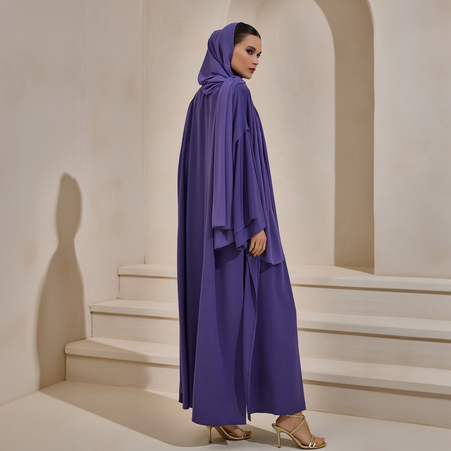 Crepe Abaya Lilac Set With Inner Dress