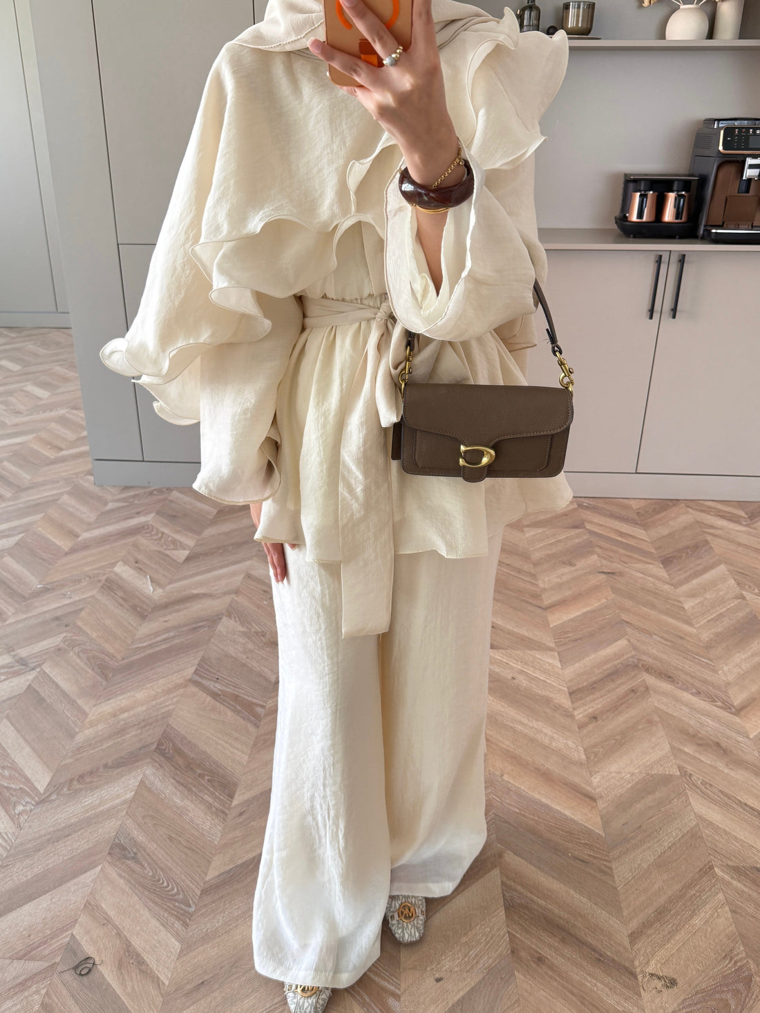 Shirley Ruffled Pant Set - Beige - view 6