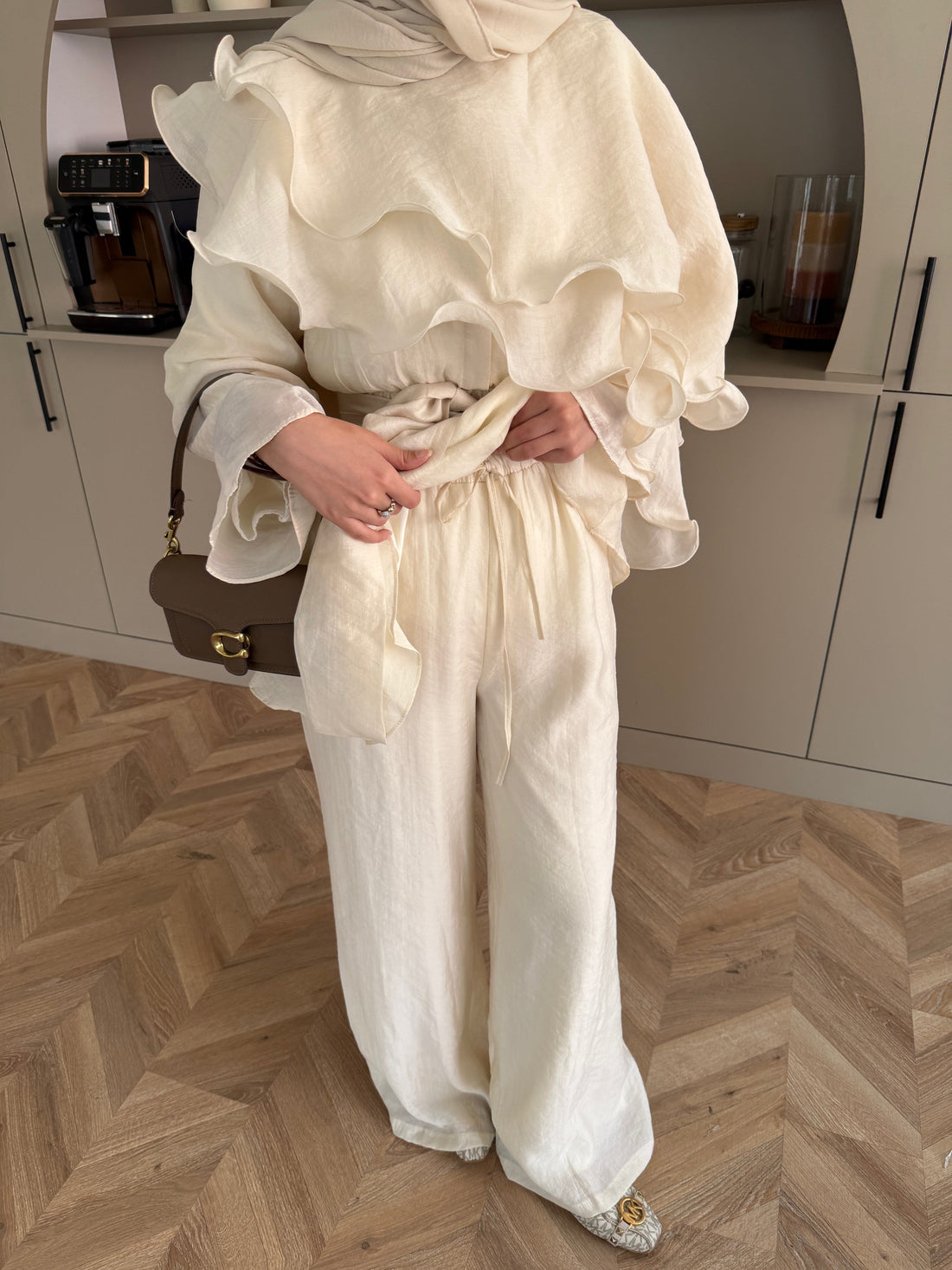 Shirley Ruffled Pant Set - Beige - view 7