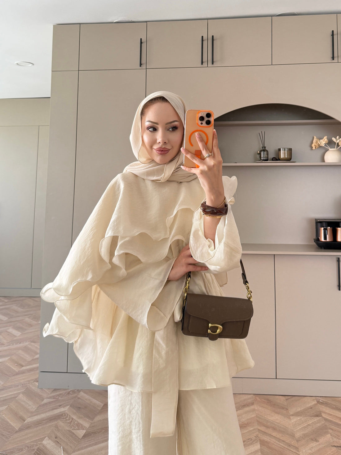 Shirley Ruffled Pant Set - Beige - view 4