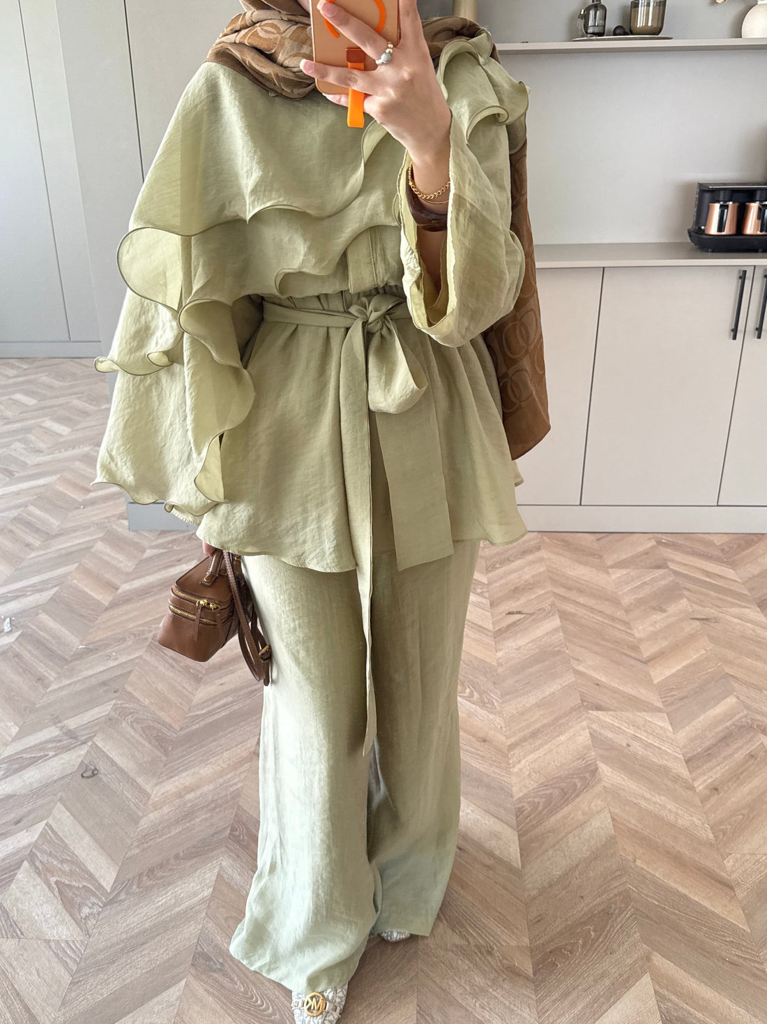 Shirley Ruffled Pant Set - Olive - view 4