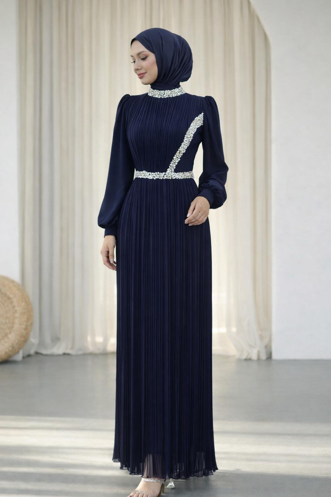 Sima Modest Evening Dress - Navy