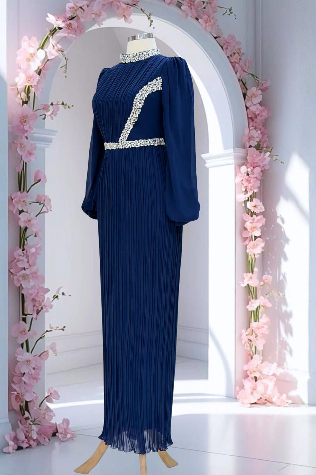 Sima Modest Evening Dress - Navy