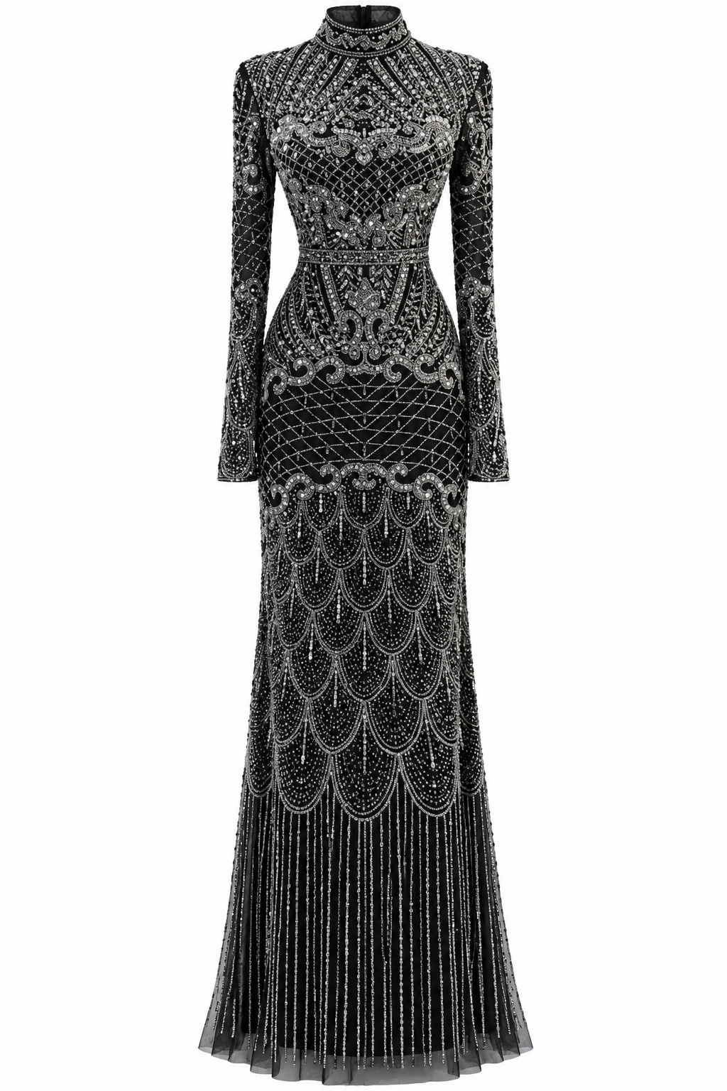 Couture Valessia Modest Evening Dress - Black