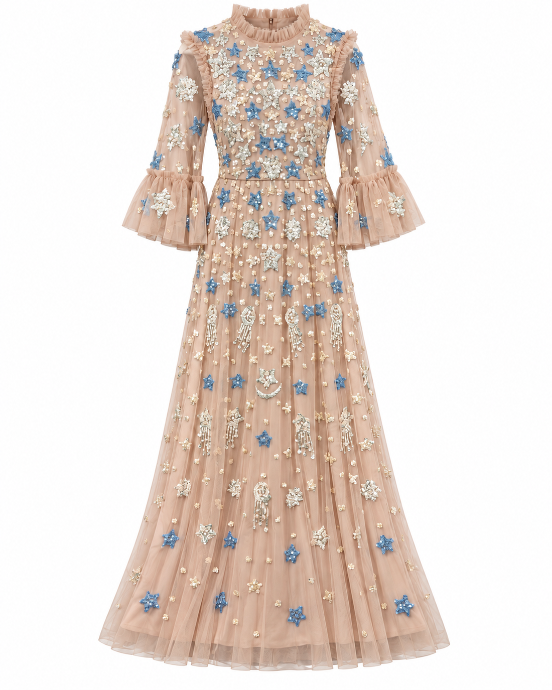Starfish Couture embroidered tulle dress in Champagne