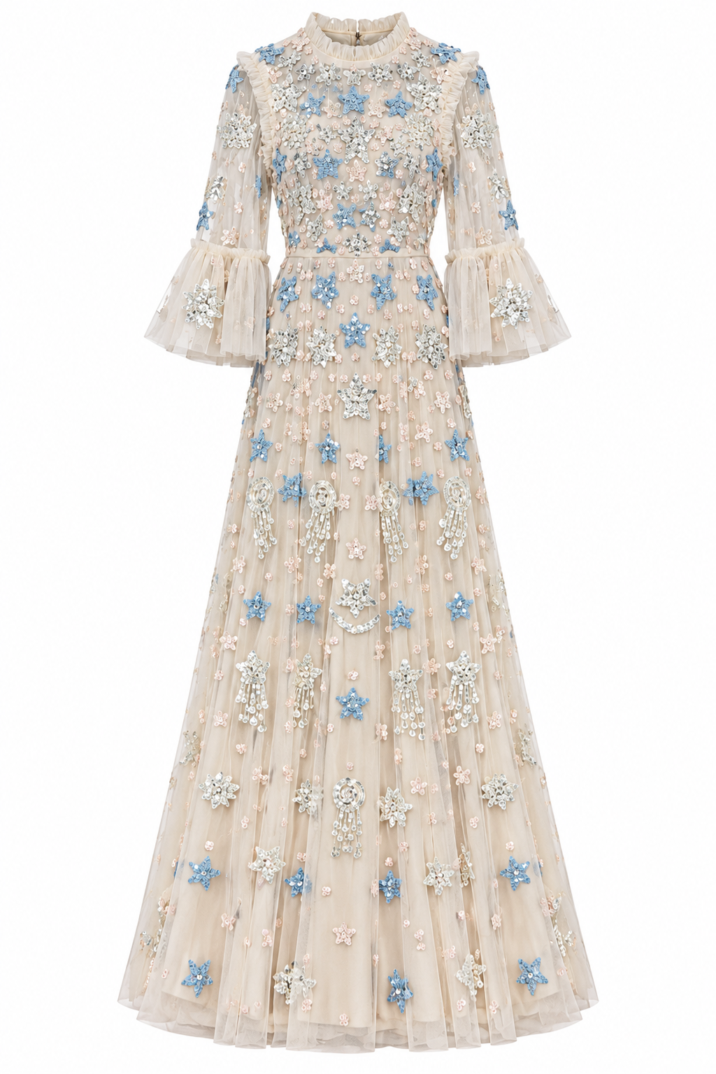 Starfish Couture embroidered tulle dress in Ivory