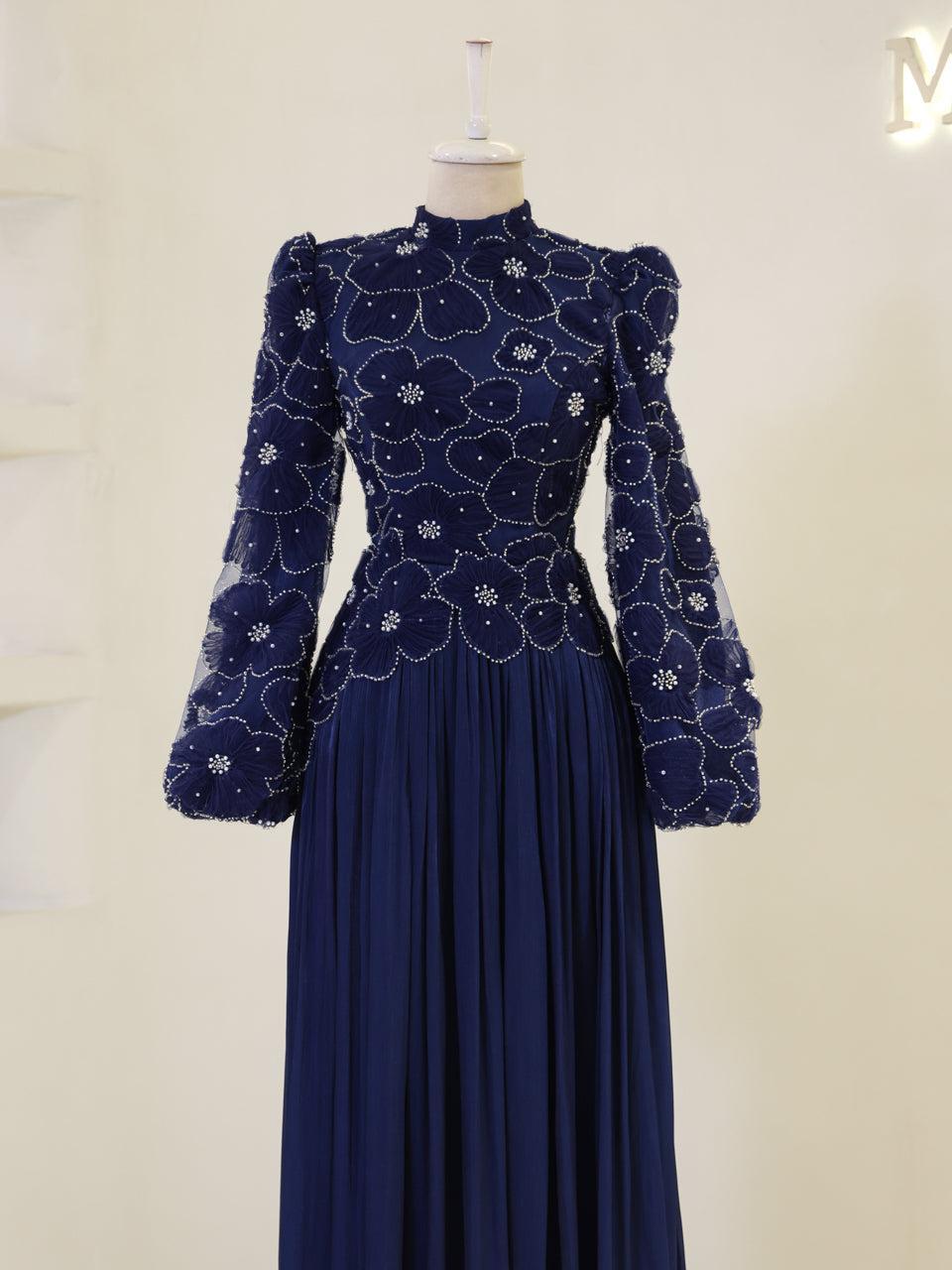 Arwen Evening Dress - Navy - view 2