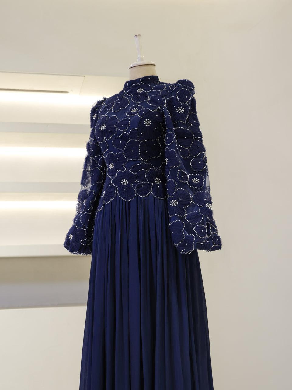 Arwen Evening Dress - Navy - view 3