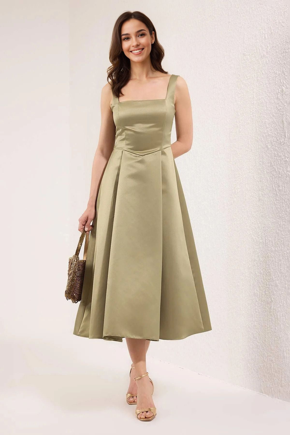 A-Line Satin Weave Chic Evening Prom Dress