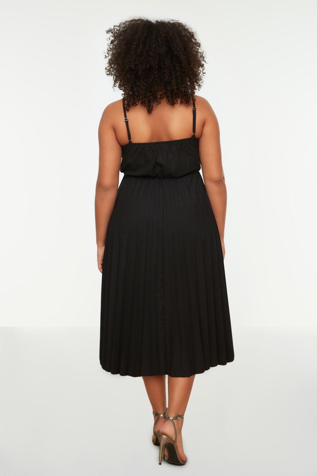 Curve Black Wrap Neck Strappy Knit Plus Size Dress