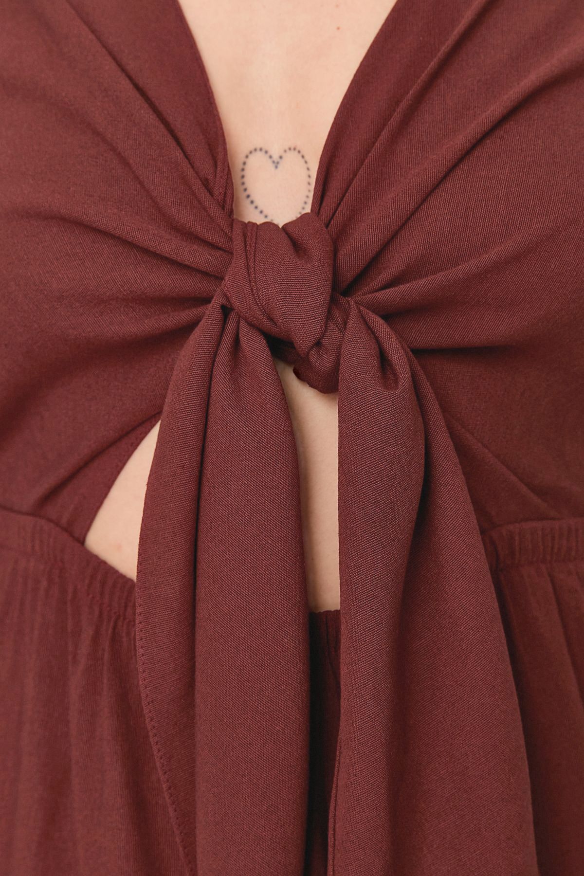 Curve Brown A-line Summer Midi Woven Plus Size Dress