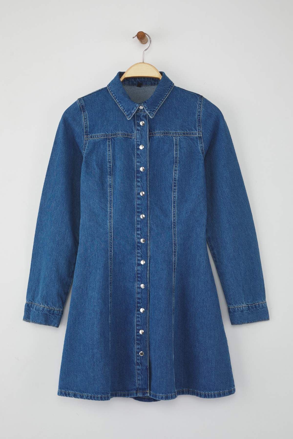 Blue Mini Denim Shirt Dress