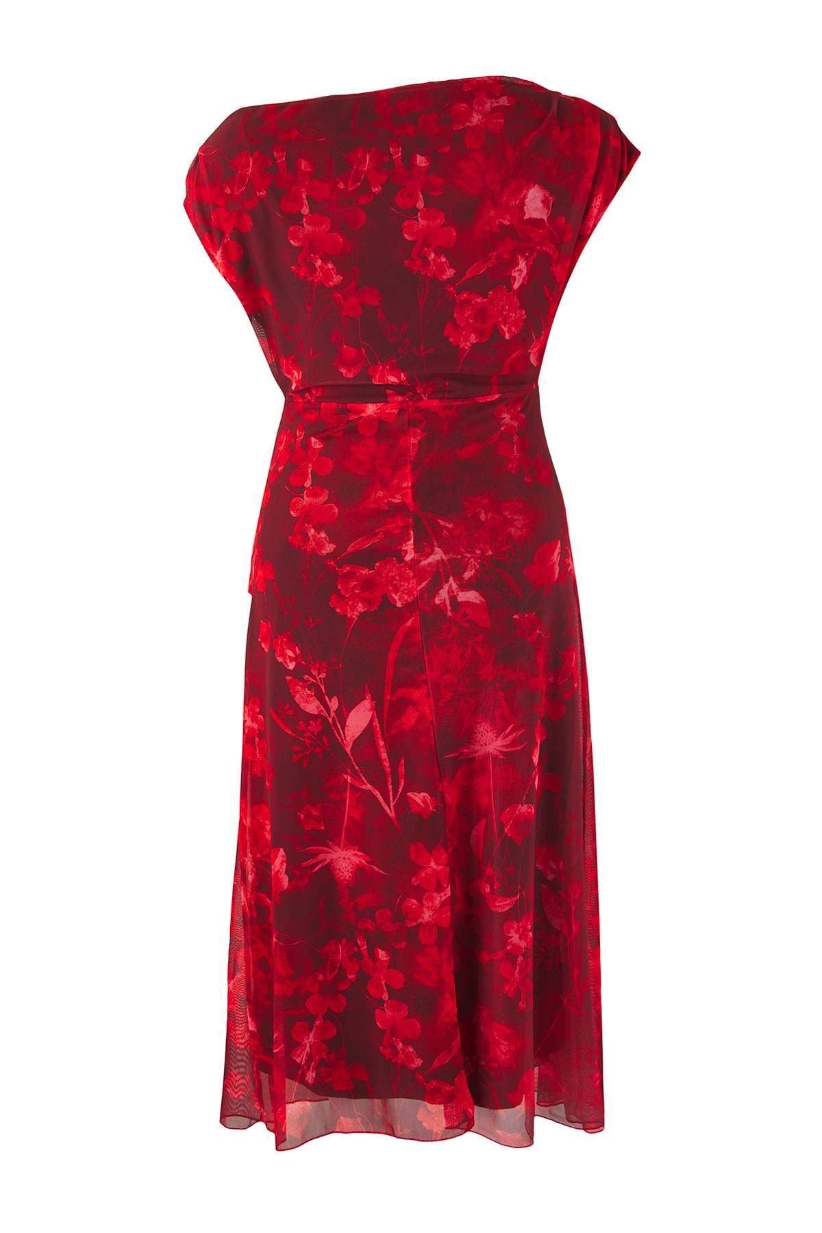 Curve Red Multi-Color Midi Bodycon Tulle Knit Plus Size Dress