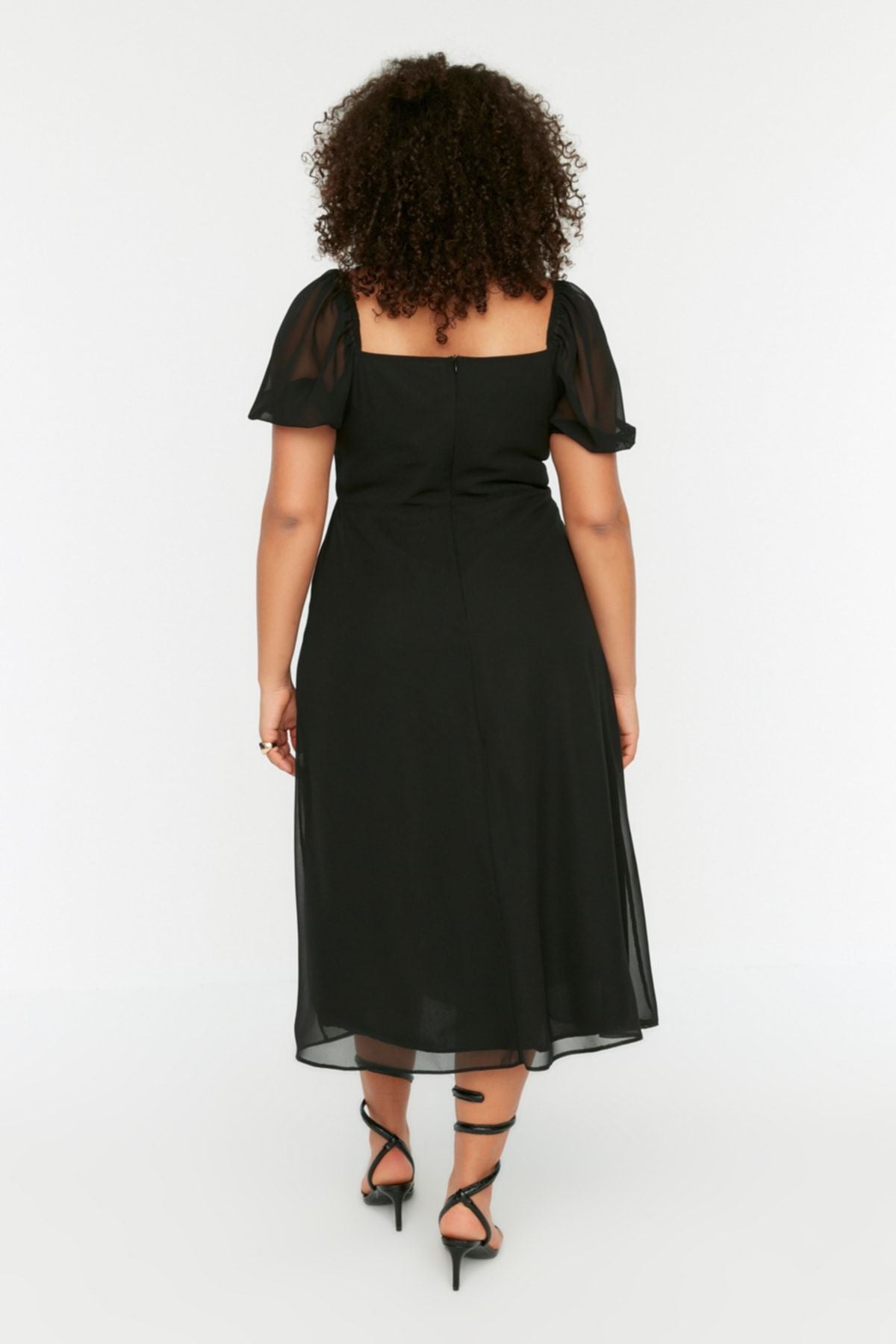 Curve Black Woven Slit Plus Size Dress